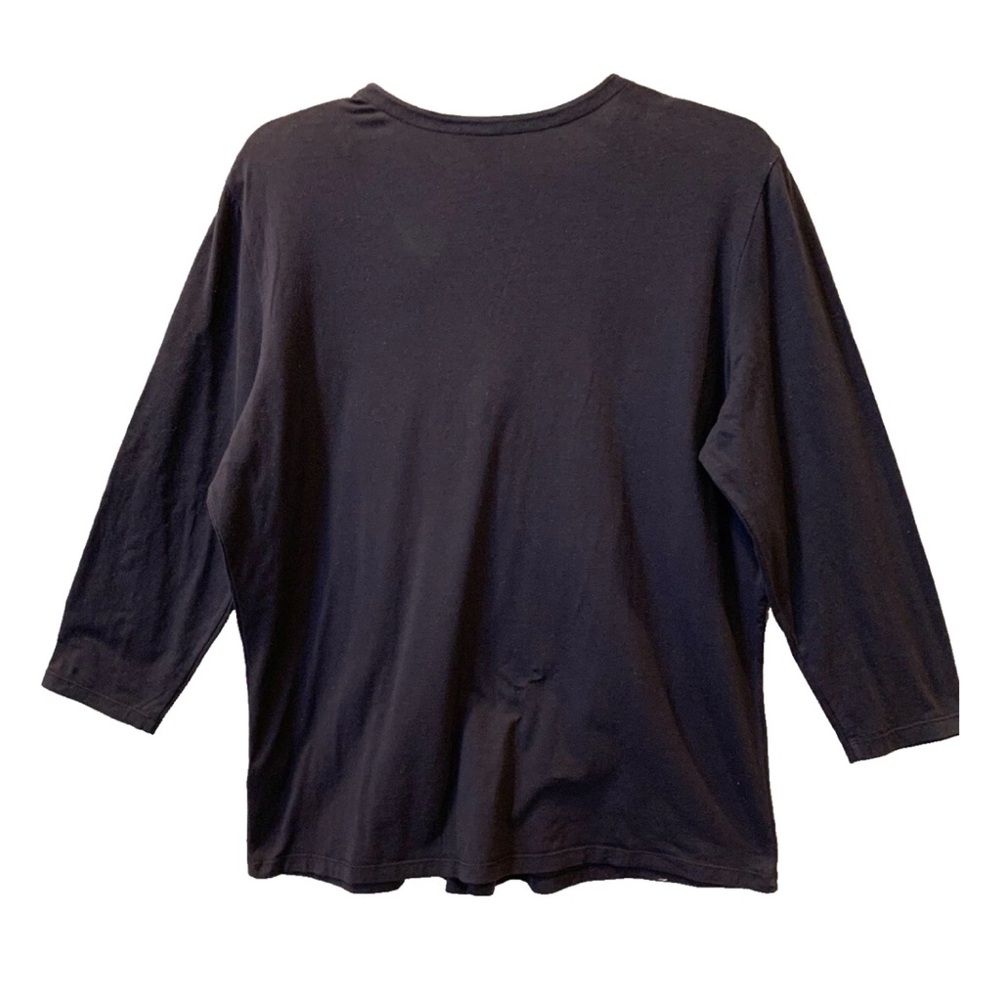 $898 LAFAYETTE 148 NY XL BLACK KNIT V NECK TOP MINIMALIST MODERN PLEATED FRONT - Picture 5 of 10